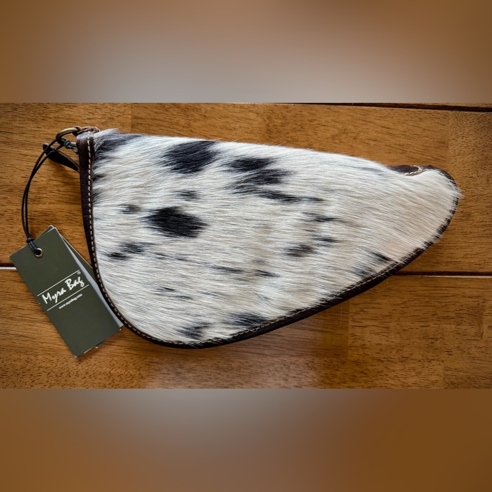 Myra Bag Black and White Cowhide Gun Sleeve